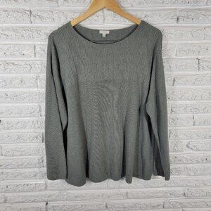 Talbots Womens Sweater 3X Plus Long Sleeve Gray Cotton Blend Casual GRA47E